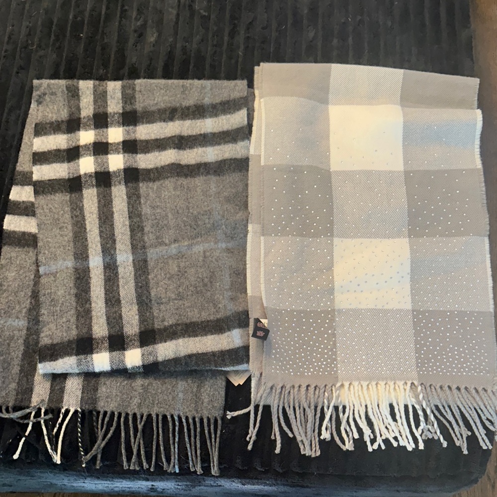 Gray and Cream Plaid Scarves